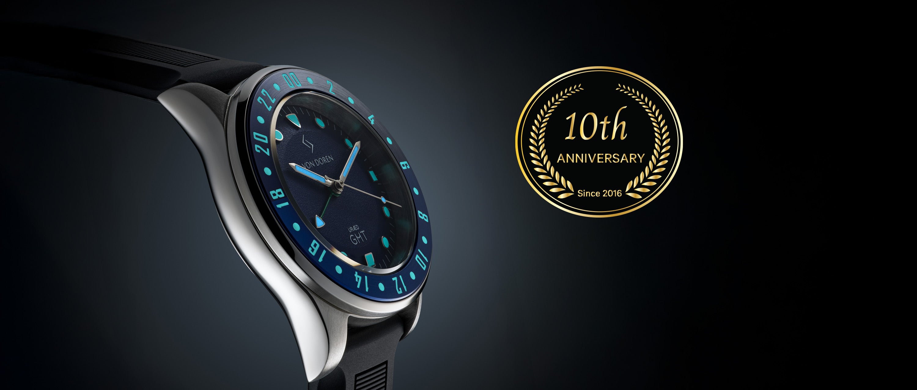 Von Doren URÆD 10th Anniversary banner with gold laurel wreath and “Since 2016”.