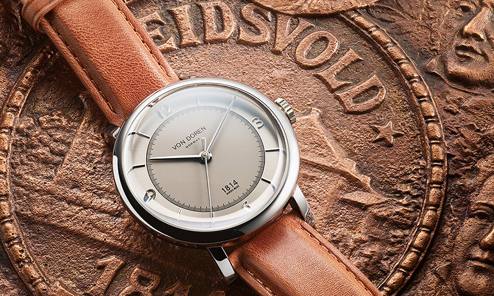 Von Doren Watch - silver dial an brown leather strap.